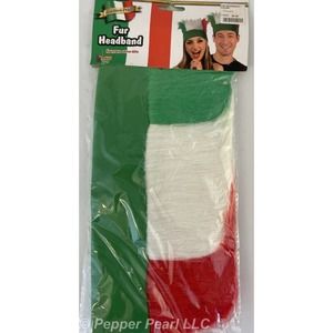 Italian Pride Fur Headband Red White Green Italy Flag Adult Size National Party